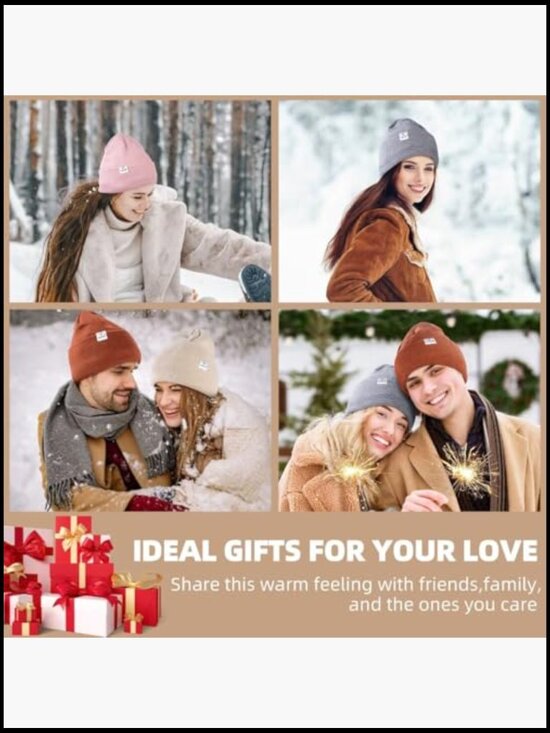 Satin Lined Winter Beanie Hats - 3 Pack Knit Cuffed Soft Warm Skullies